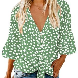 Button Down blouse with tie bottom